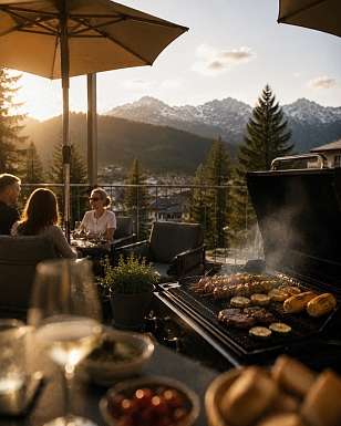 Steaks juteux grillés sur feu ouvert – buffet du 1er août au Sunstar Hotel Pontresina.